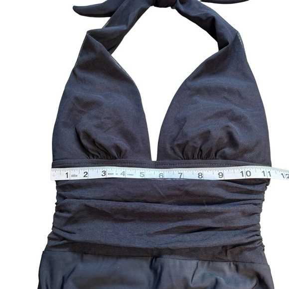 Vintage 80s Mainstream Swimsuit One Piece Bodysuit Halter Union Made USA Sz 8 - Picture 5 of 10